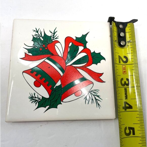 2 San Ho Taiwan Vintage Holiday Ceramic Tile Trivets Wall Hanging Christmas - Picture 2 of 6